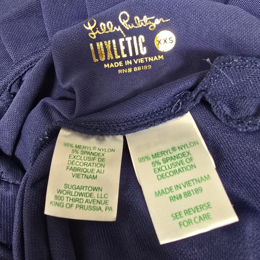 Lilly Pulitzer Luxletic Top Womens XXS Blue Floral Ruffle Preppy Athleisure Golf - Picture 6 of 12